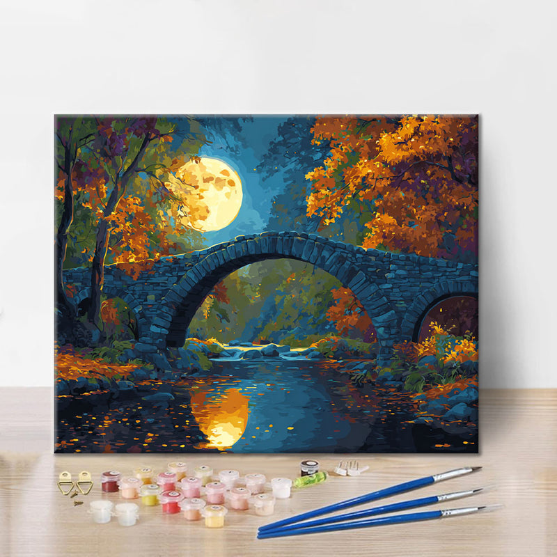 Puente iluminado por la luna - Pintar por números