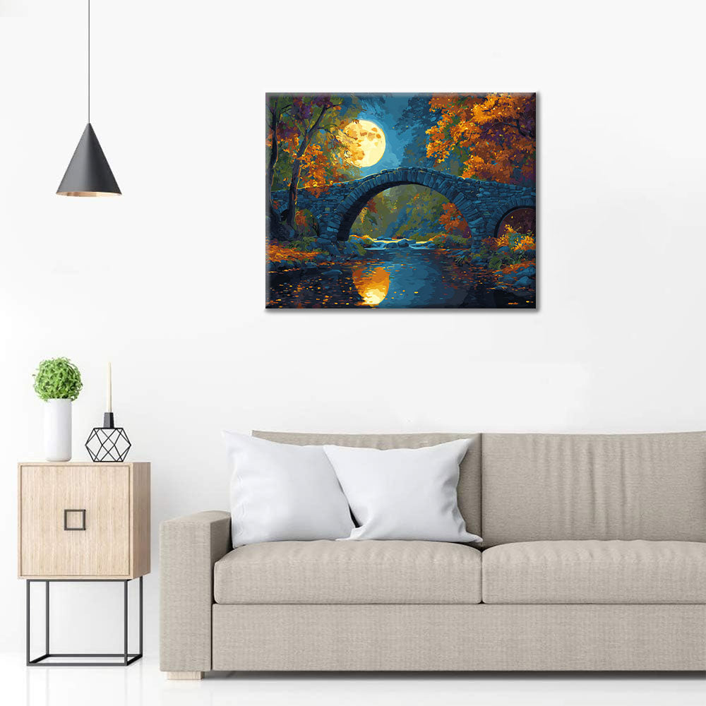Puente iluminado por la luna - Pintar por números