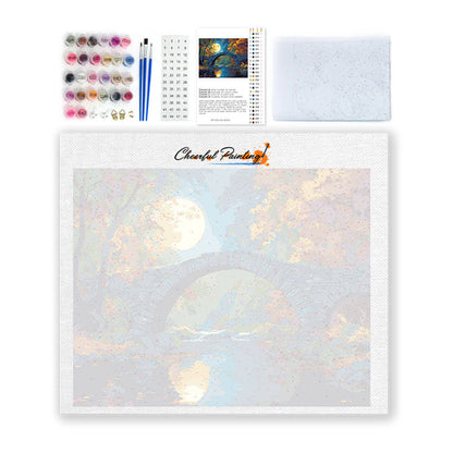 Puente iluminado por la luna - Pintar por números