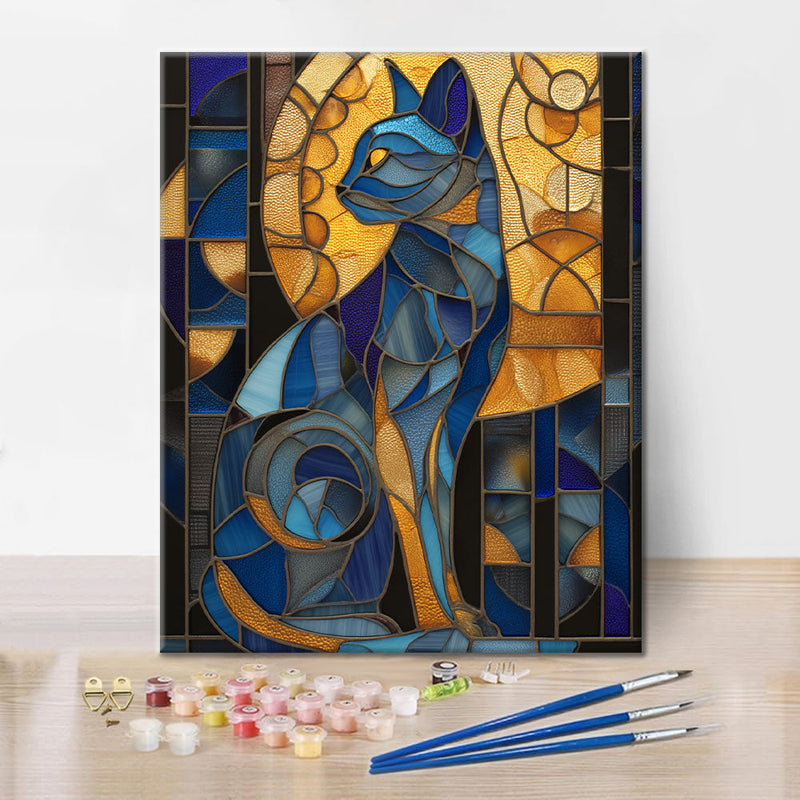Gato egipcio en mosaico - Pintar por números