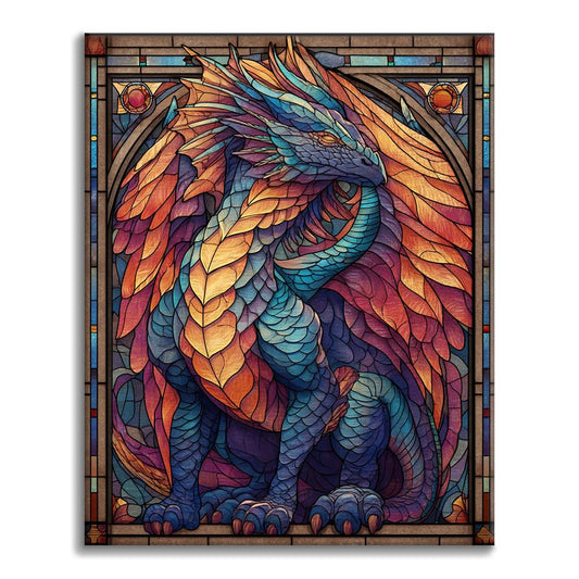 Dragón de hielo en mosaico - Pintar por números
