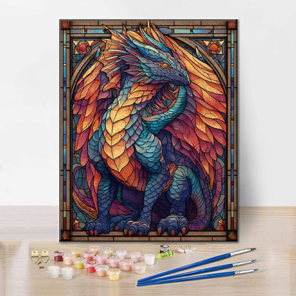 Dragón de hielo en mosaico - Pintar por números
