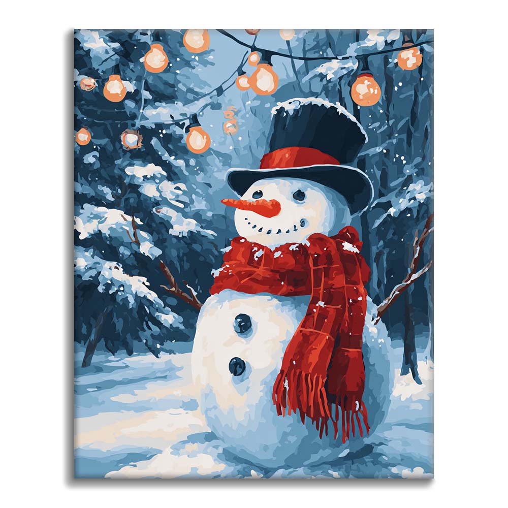 Muñeco de nieve con luces navideñas - Pintar por números