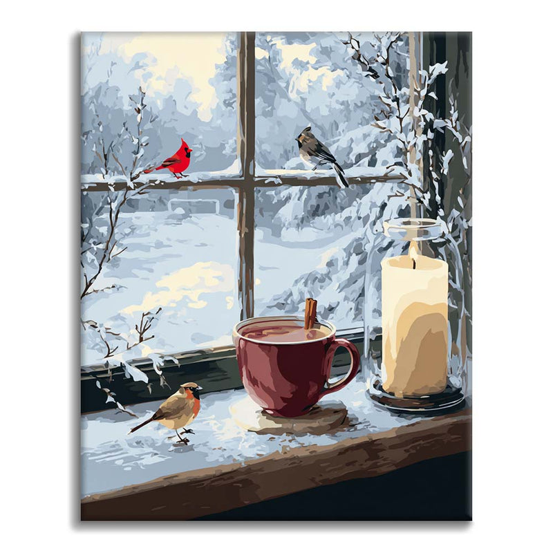 Escena de ventana invernal - Pintar por números