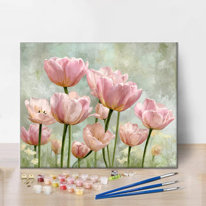 Una hilera de rosas - Pintar por números