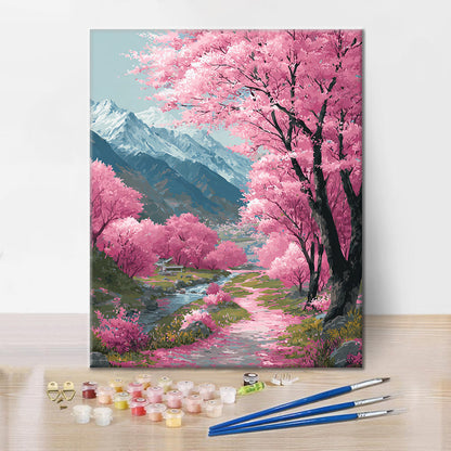 Camino de los cerezos en flor - Pintar por números