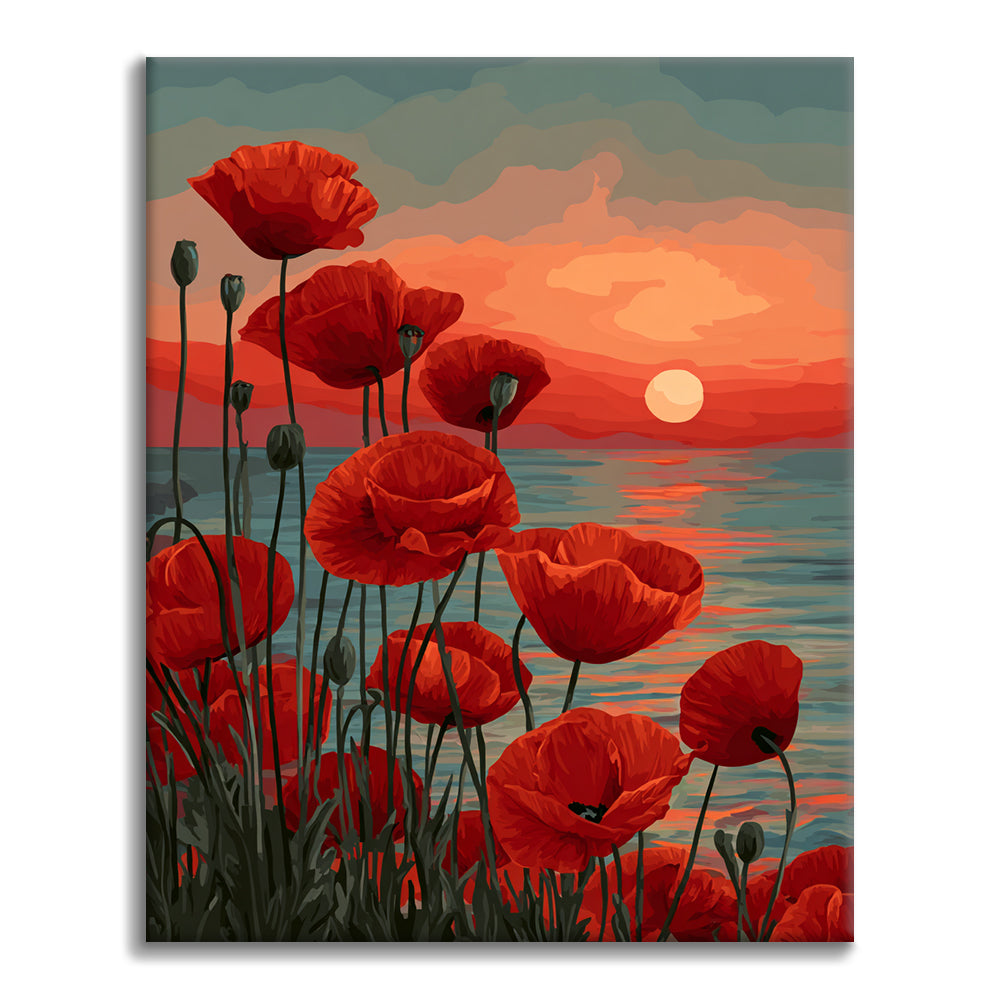 Atardecer carmesí - Pintar por números