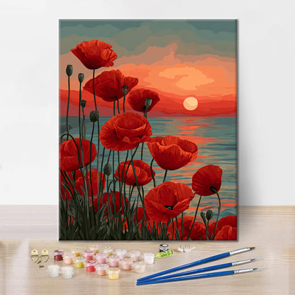 Atardecer carmesí - Pintar por números