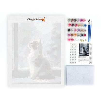 Gatito en la nieve - Pintar por números