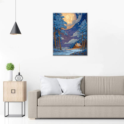 Refugio iluminado por la luna - Pintar por números