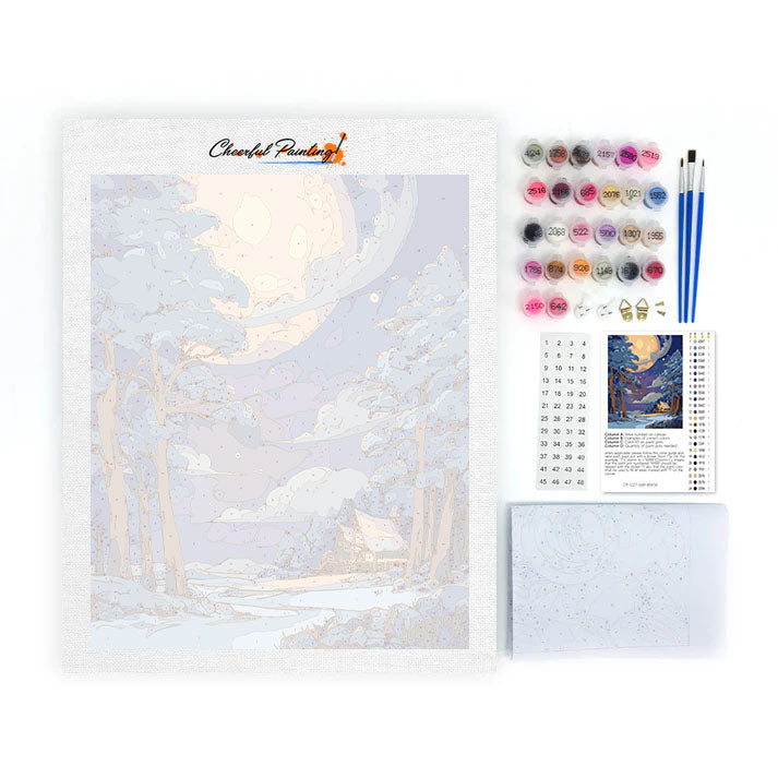 Refugio iluminado por la luna - Pintar por números