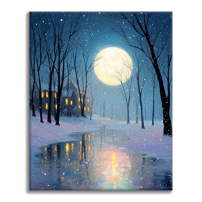 Nieve iluminada por la luna - Pintar por números