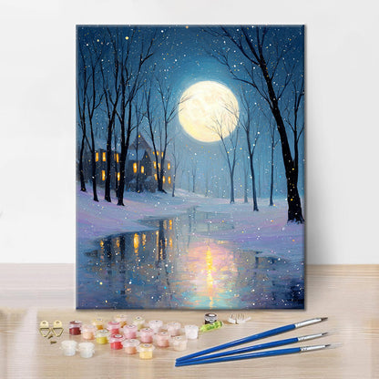 Nieve iluminada por la luna - Pintar por números