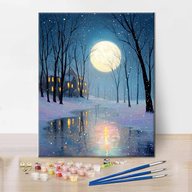 Nieve iluminada por la luna - Pintar por números