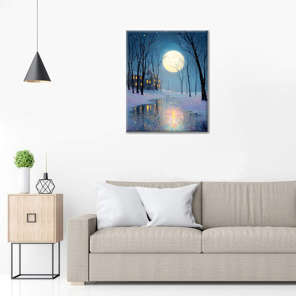 Nieve iluminada por la luna - Pintar por números