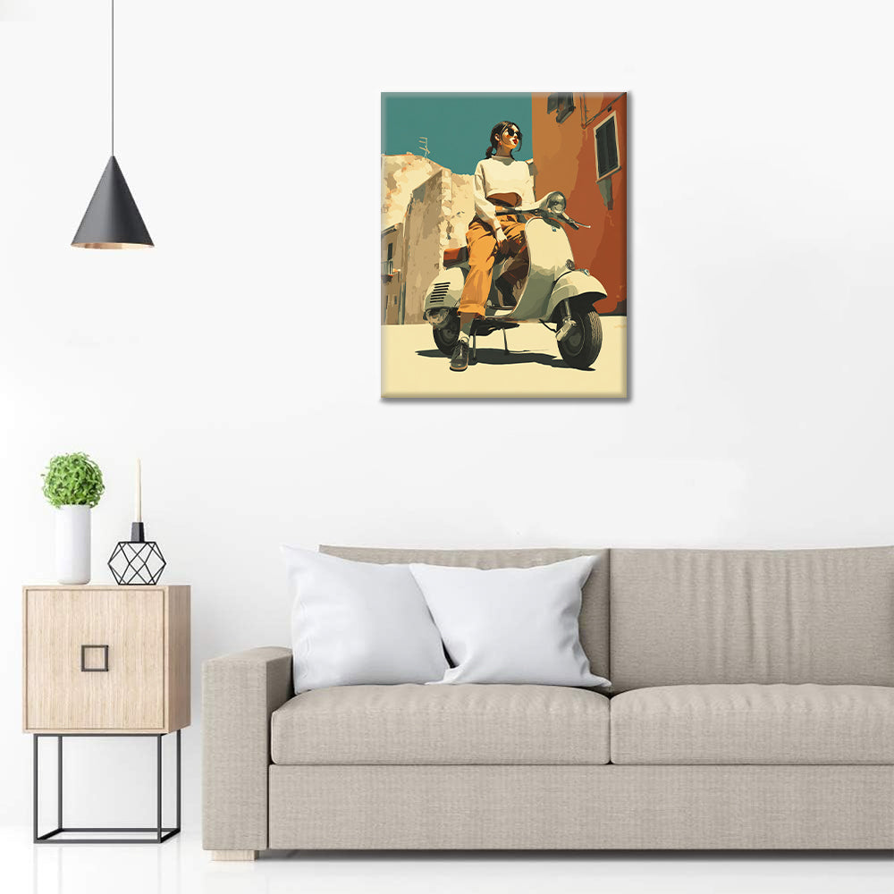 Chica en scooter - Pintar por números