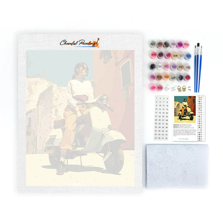 Chica en scooter - Pintar por números