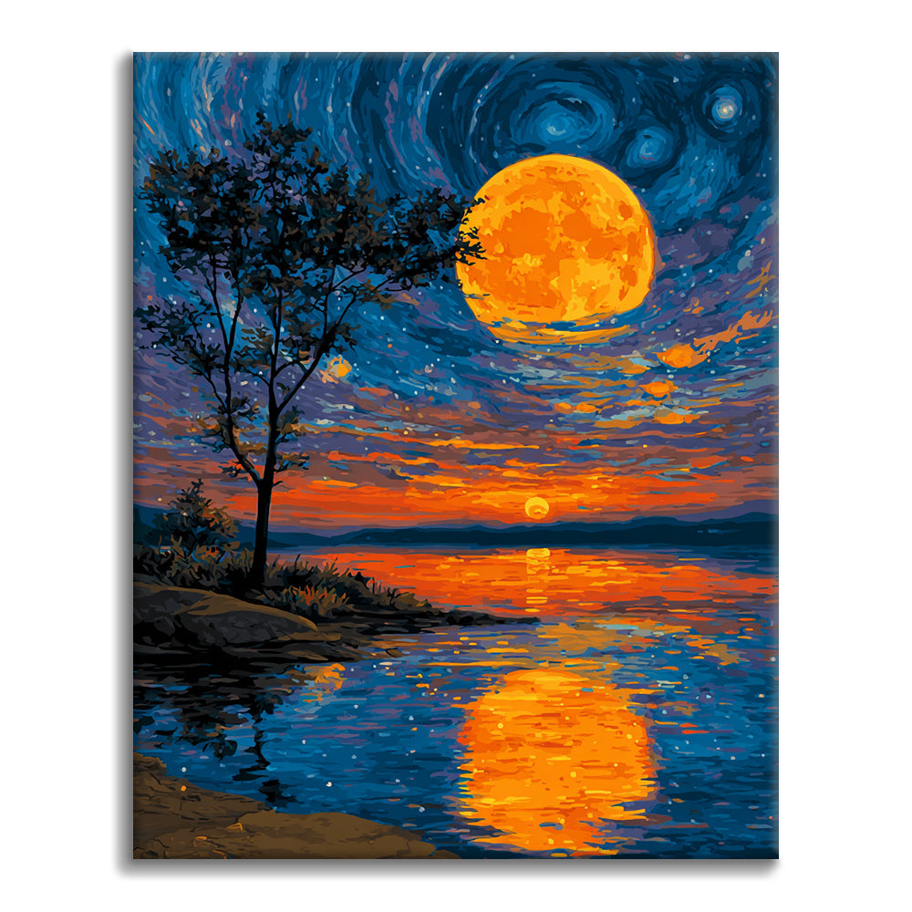La luna en el lago - Pintar por números