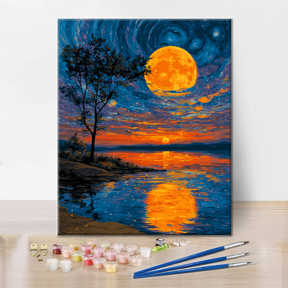 La luna en el lago - Pintar por números