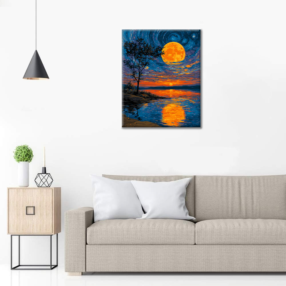 La luna en el lago - Pintar por números