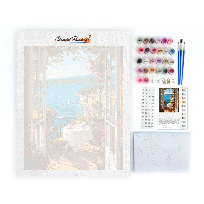 La vista al mar desde la ventana. - Pintar por números