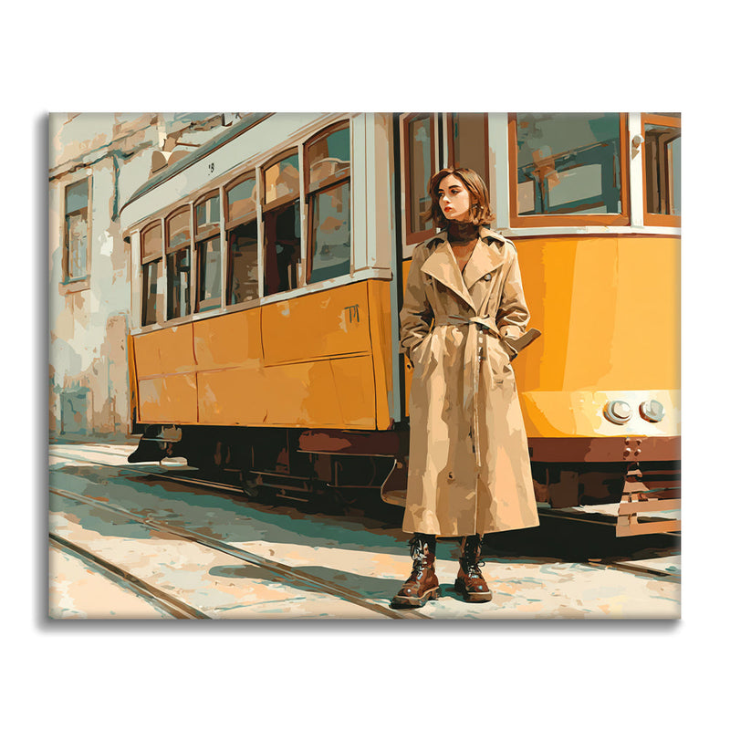 Mujer en tranvía - Pintar por números