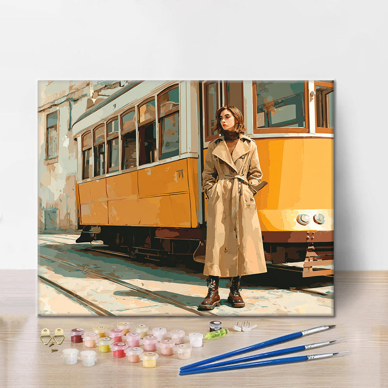 Mujer en tranvía - Pintar por números