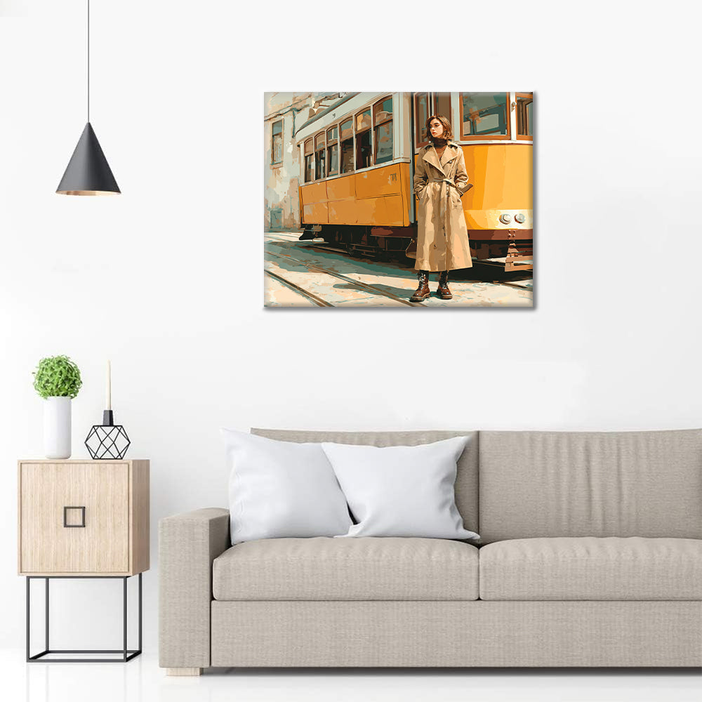Mujer en tranvía - Pintar por números