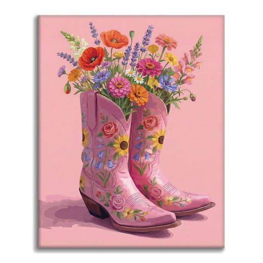 Botas y flores - Pintar por números