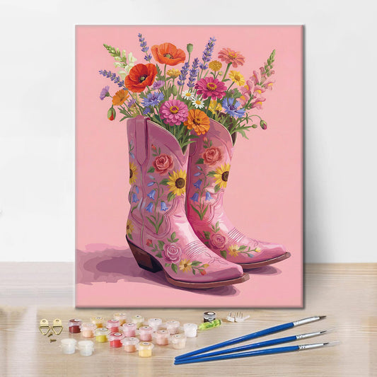 Botas y flores - Pintar por números