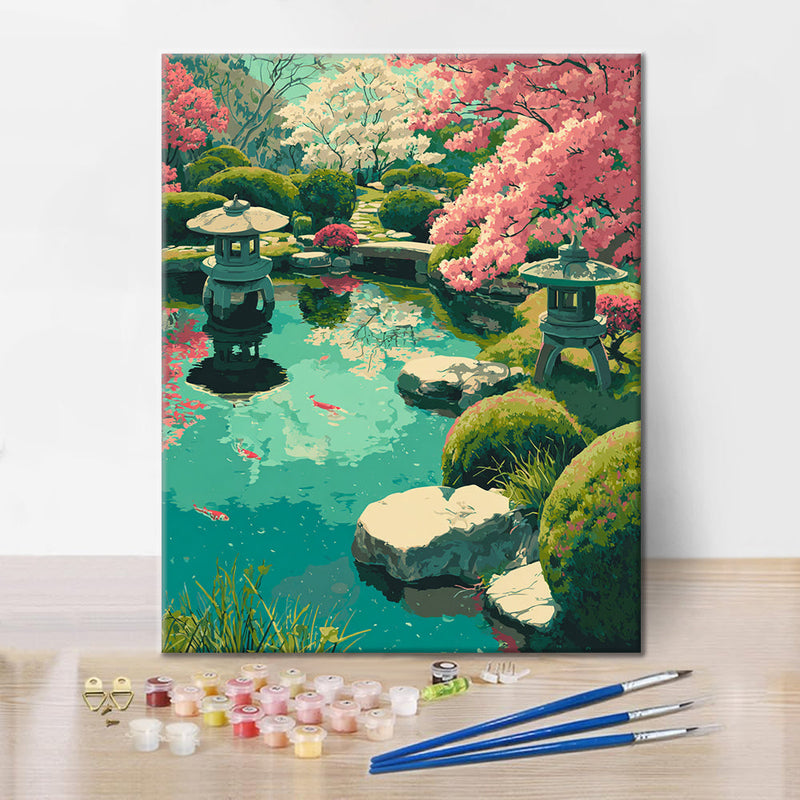 Jardín de cerezos en flor - Pintar por números