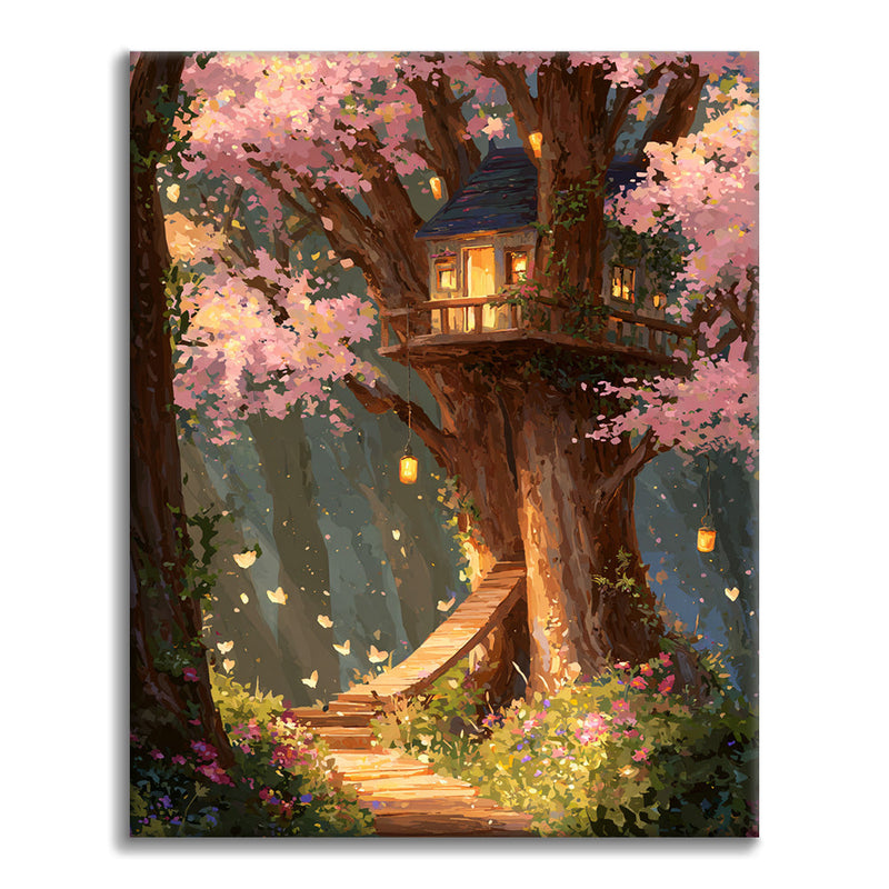 Casa del árbol encantada - Pintar por números