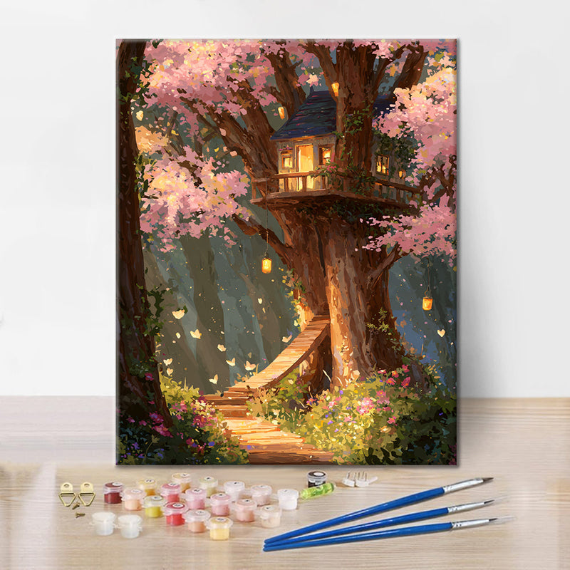 Casa del árbol encantada - Pintar por números