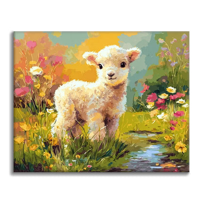 Flores y cordero - Pintar por números