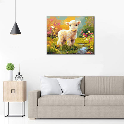 Flores y cordero - Pintar por números