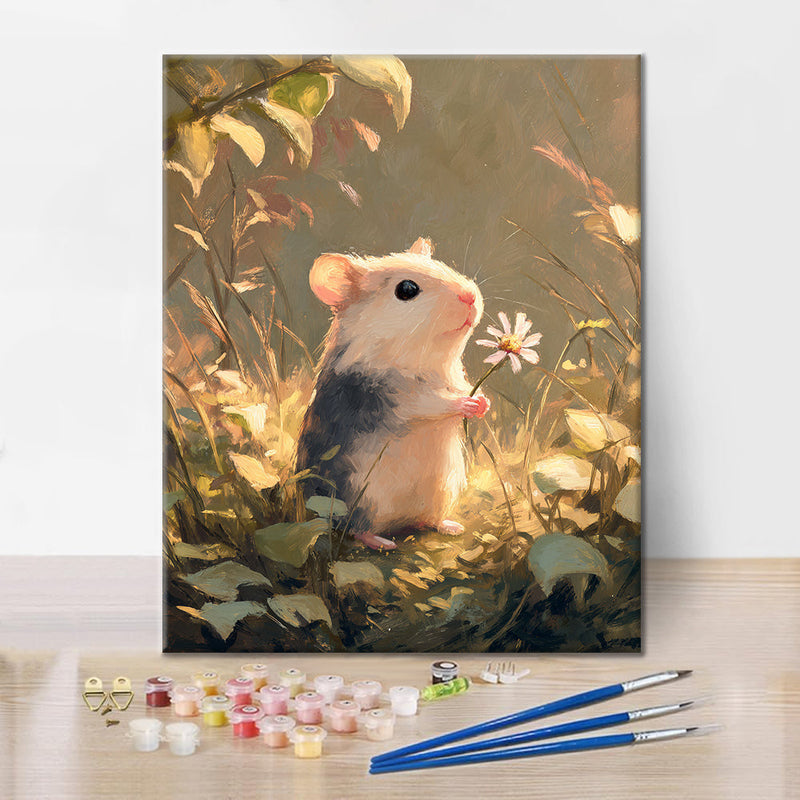 Flores y ratón - Pintar por números