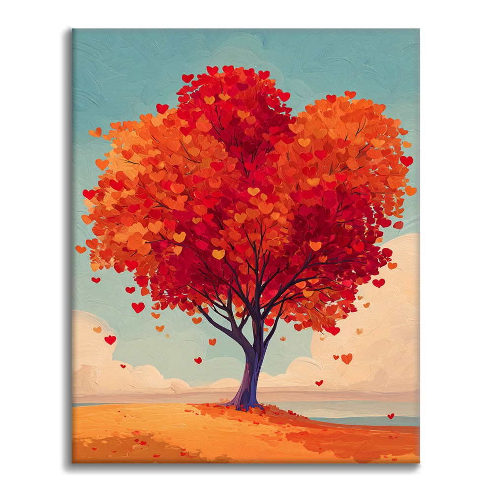 Árbol en forma de corazón - Pintar por números