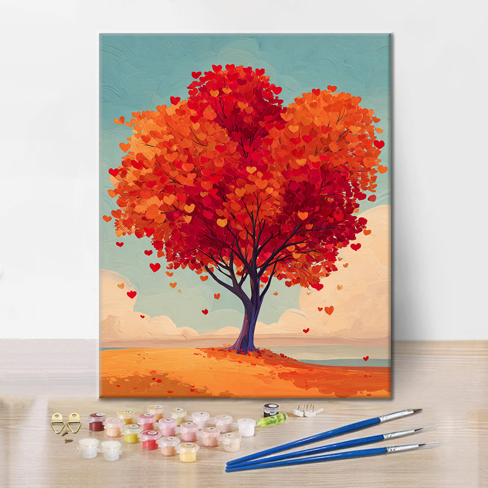 Árbol en forma de corazón - Pintar por números