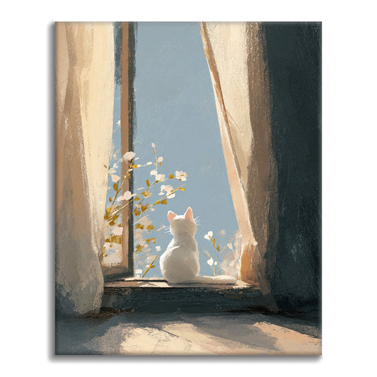 Gatito en el alféizar de la ventana - Pintar por números
