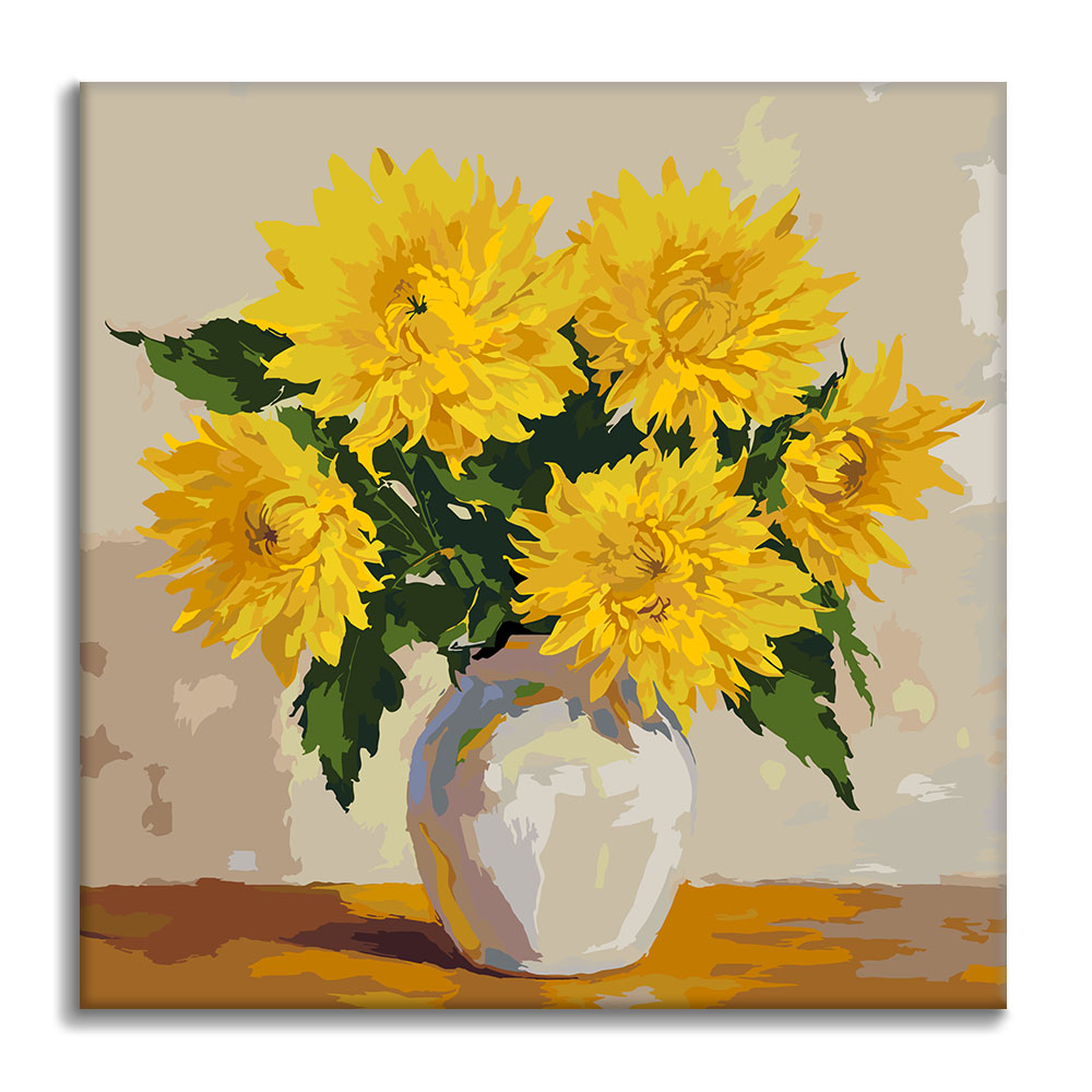 Ramo de margaritas doradas - Mini pintura por números