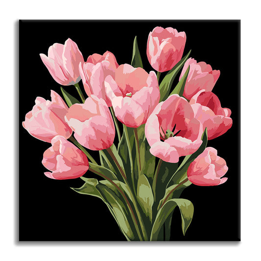 Tulipanes de Medianoche - Mini Pintura por Números