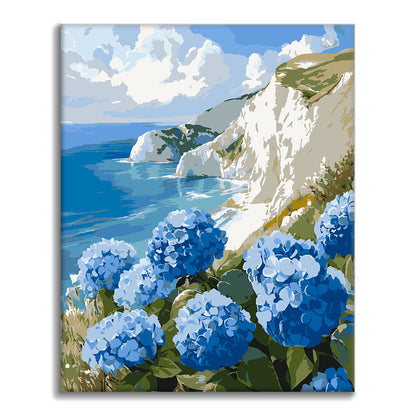 Hortensias junto al mar - Pintura por números