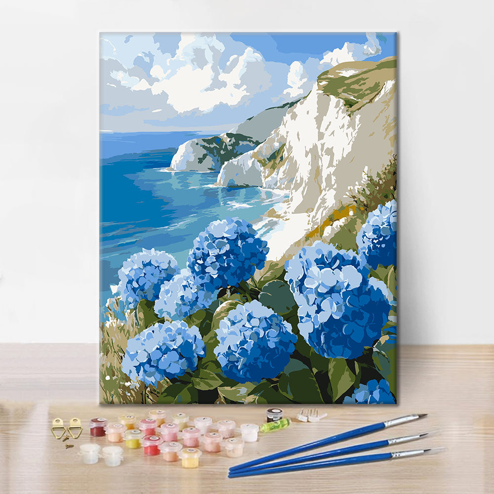 Hortensias junto al mar - Pintura por números