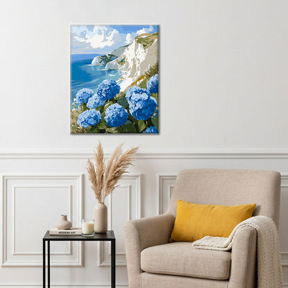Hortensias junto al mar - Pintura por números