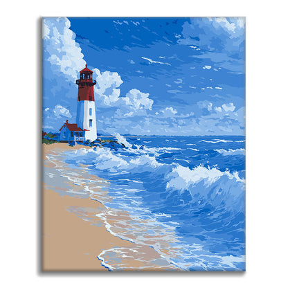 Faro - Olas - Pintura por números