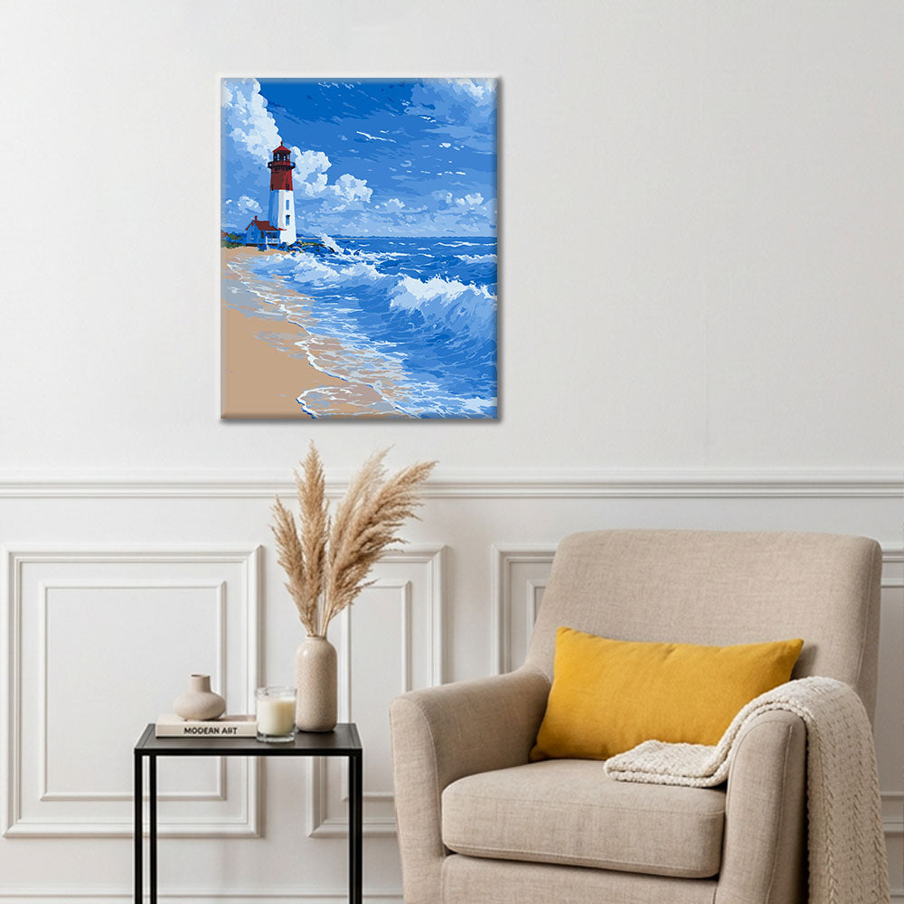 Faro - Olas - Pintura por números