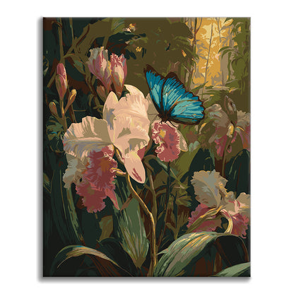 Orquídeas y mariposas - Pintura por números