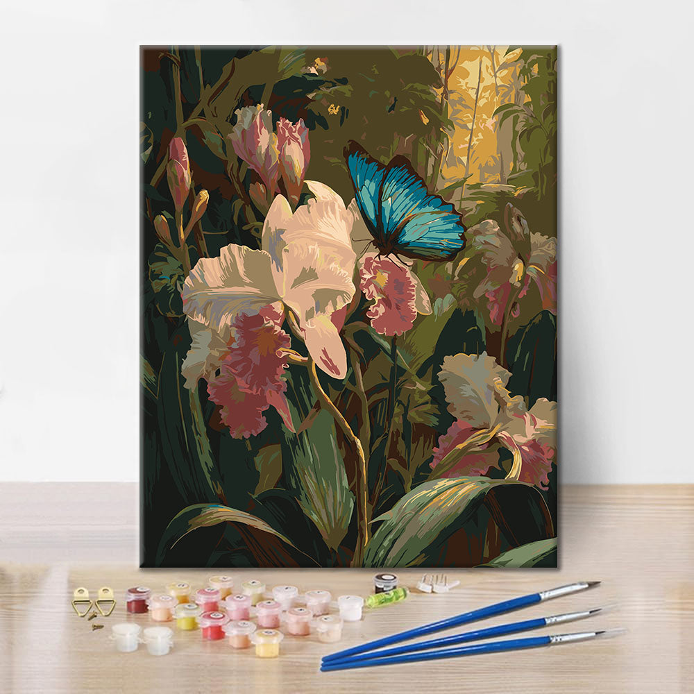 Orquídeas y mariposas - Pintura por números