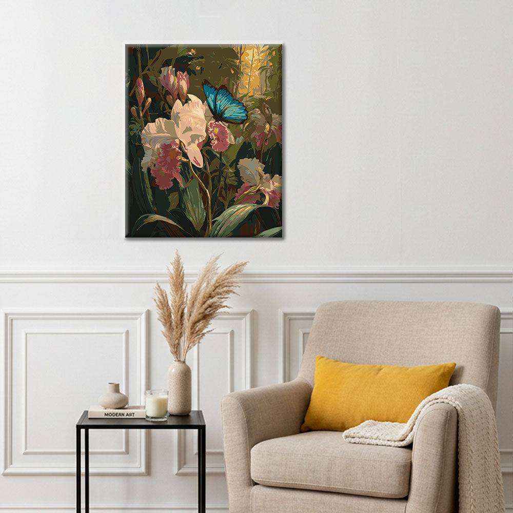 Orquídeas y mariposas - Pintura por números