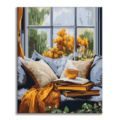 Día lluvioso fuera de la ventana - Pintura por números